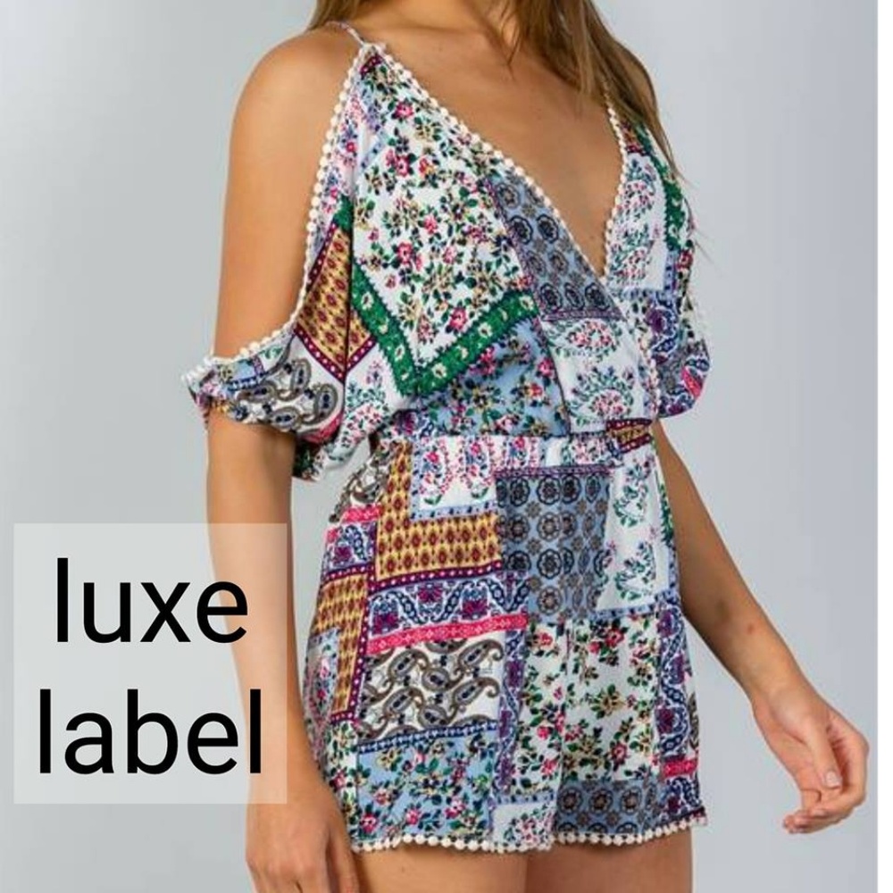 MIXED PRINT POM POM ROMPER - white - Picture 2 of 8